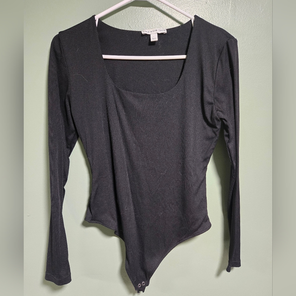 Black Fitted Long Sleeve Bodysuit